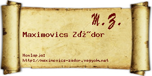 Maximovics Zádor névjegykártya